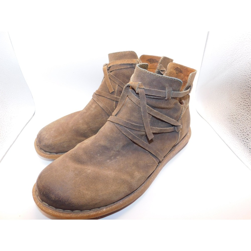Womens Born Tarklin Suede Distressed Ankle Boots Zip Size 9.5